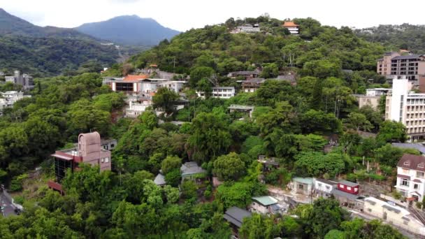Casas Taipei Escondidas Las Montañas — Vídeo de stock