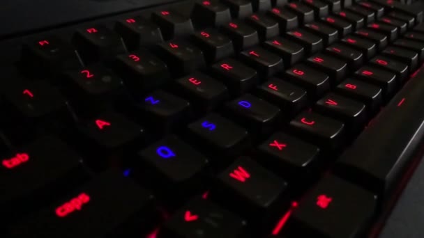 Mechanical Gaming Keyboard Slow Motion Slide — 图库视频影像
