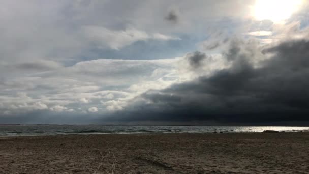 Beach Island Dramatic Sky Storm Taken Denmark — ストック動画