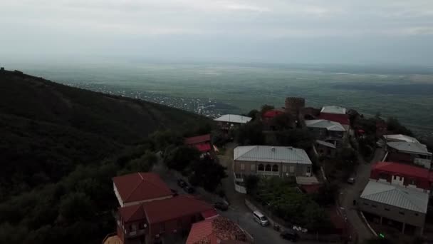 Drone Shot Wall Surround Signagi City Mountains — 图库视频影像