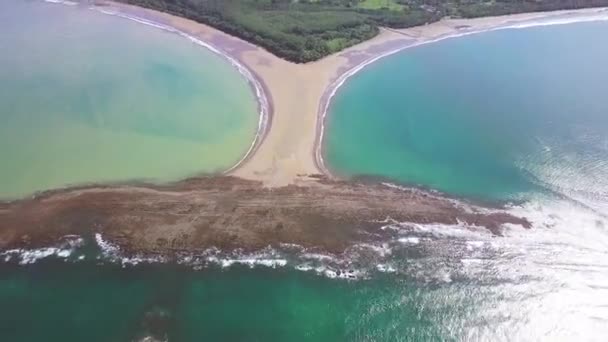 Aerial Shot Pulling Away Whale Tail Shaped Rocky Point Punta — Wideo stockowe