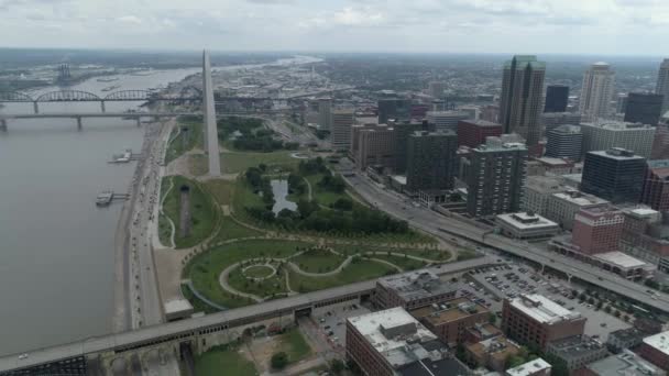 Video Aerial Louis Downtown Area Mississippi River — ストック動画