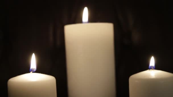 White Christmas Candle Light Burns — Vídeo de Stock