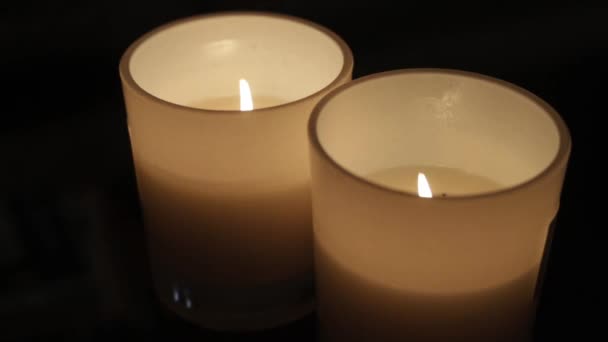 White Christmas Candle Light Burns — Vídeo de stock