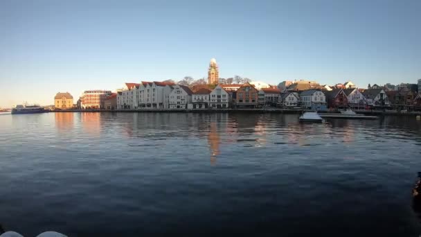 Stavanger Port Evening — Stockvideo