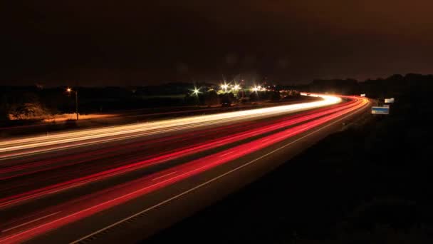 Night Time Lapse Freeway Traffic — 图库视频影像