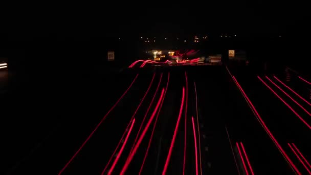 Night Time Time Lapse Multi Lane Freeway Streaking Lights Great — Vídeo de stock