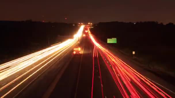 Night Time Lapse Freeway Traffic — Video Stock