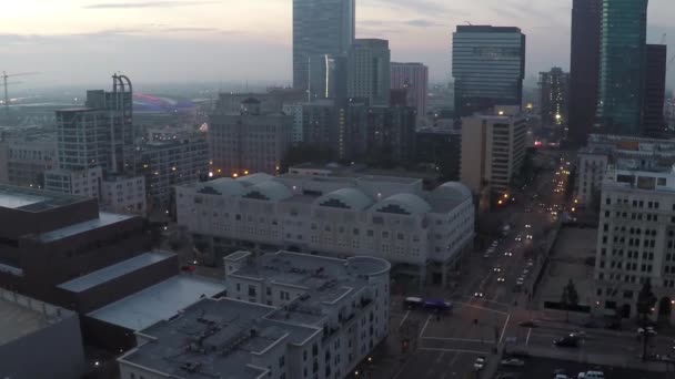 Los Angeles City Skyline Time Lapse Looking West Begins Late — стоковое видео