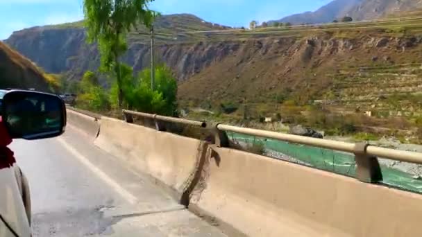 Car Road Driving China Valley Mountain Background — Wideo stockowe