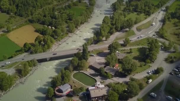 Droneshot River Chateroux Des Alpes — Stockvideo