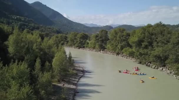 Shot Canoes Going Wild River France — Stockvideo