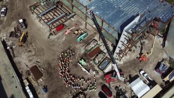 Overhead Shot Crane Construction Site — Stock Video