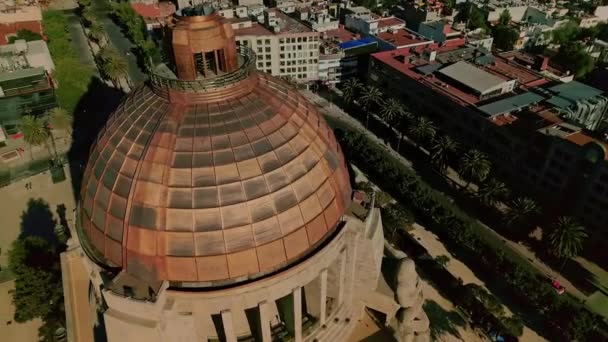 Aereal Shot Monument Revolution Tabacalera Mexico Capital City Downtown — Stockvideo