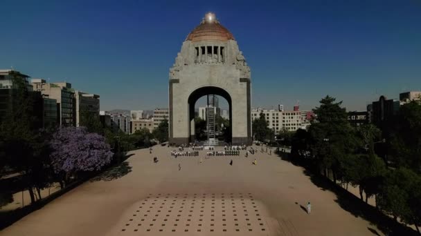 Drone Shot Van Monumento Revolucion Mexico City Downtown — Stockvideo