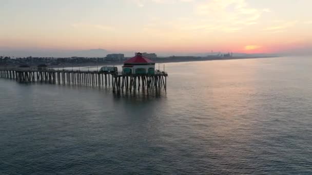 Stunning View Pier Surf City Usa Sunrise Tourists People Vacation — 비디오