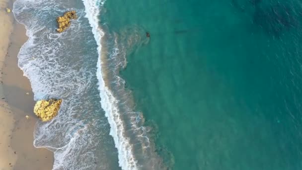 Ariel Drone Shot Crystal Clear Blue Waters Coast Gorgeous Sunny — Video