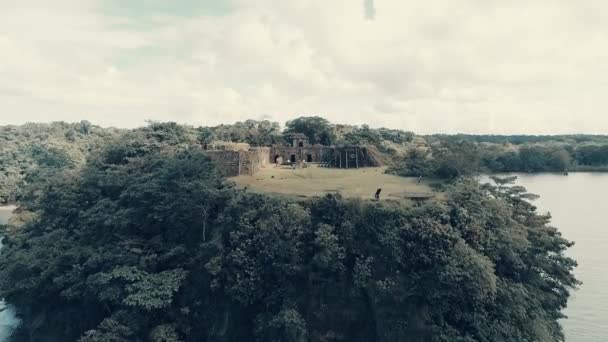 Drone Footage Abandoned Fort Panama Biggest River Entrance — Wideo stockowe