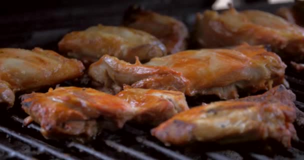 Seasoned Chicken Cooks Backyard Grill — ストック動画