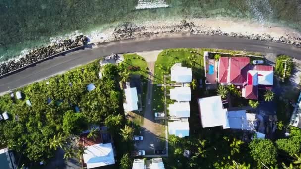 Aerial British Virgin Island Tortola Overhead Shot Local Homes Car — Wideo stockowe