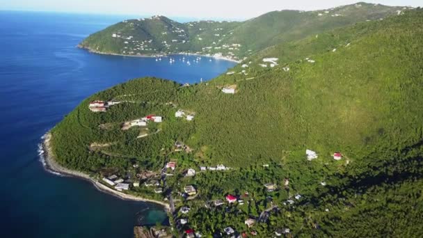 Aerial Drone Fly Large Cliffside Home British Virgin Island Tortola — 图库视频影像