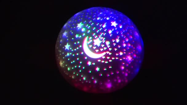 Rotating Night Lamp Projector Stars Moon — Vídeo de stock