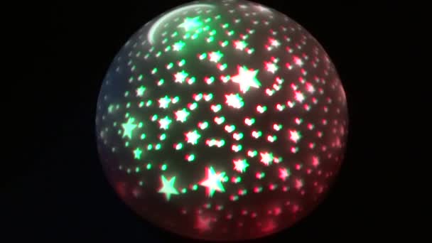 Вращающийся Проектор Ночного Света Звездами Луной — стоковое видео