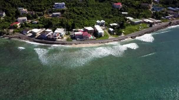 Aerial Fly Local Homes Beach Bvi Island Tortola — Wideo stockowe
