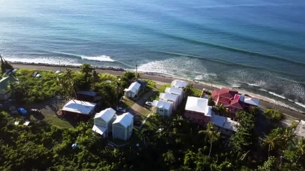 Aereo Decending Girato Una Casa Locale Una Spiaggia Bvi Isola — Video Stock
