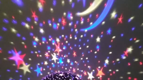 Rotating Night Lamp Projector Colorful Stars Moon — Video