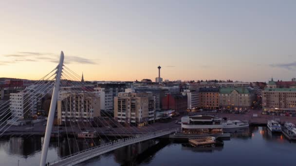 Aerial View Tampere Laukontori Bridge Nsinneula Distance — Wideo stockowe