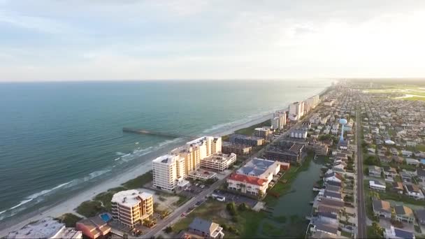 Drone Flying Island Sunset Pier — Wideo stockowe