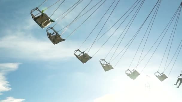 Children Ride Local Amusement Park — Stok video