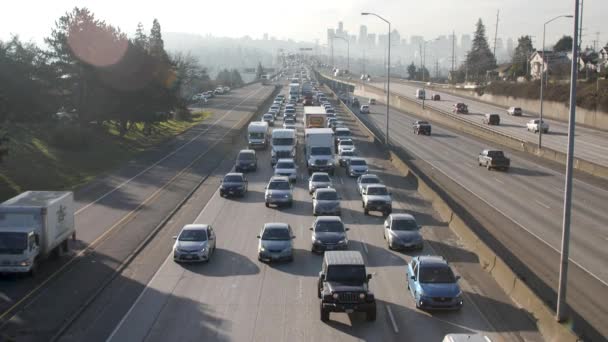 Cars Driving City Traffic Seattle — Vídeos de Stock