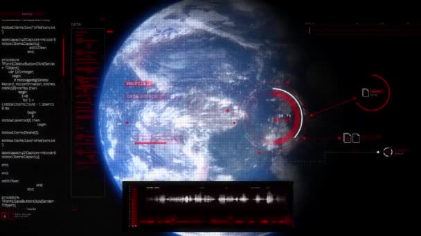 View Earth Space Motion Graphics Elements Hud Scanning Planet — Vídeo de Stock