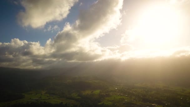 Beautiful Clouds Flying Large Tropical Hillside — стоковое видео