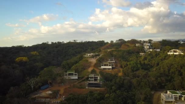 Aerial View Modern Homes Grass Rooftops Costa Rica — Stockvideo