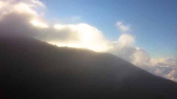 Aerial Time Lapse Fog Clouds Moving Mountain Peak — Video Stock