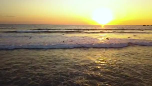 Cinematic Aerial View Beautiful Beach Sunset — стоковое видео