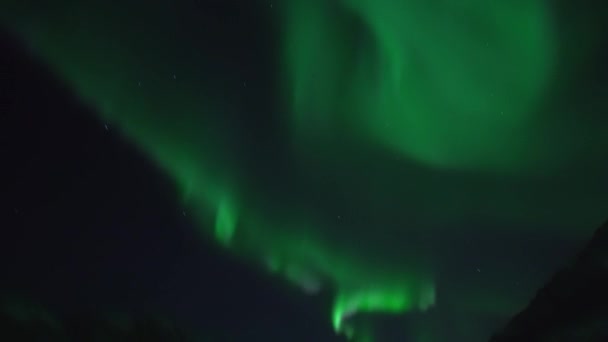 Northern Lights Filmed Real Time Mountain Landscape Island Kvalya Troms — Wideo stockowe