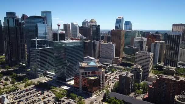 Cinematic Aerial View Beautiful Calgary Skyline — Stock Video