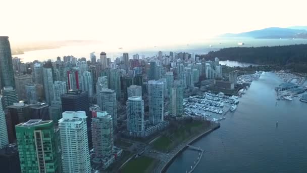 Drone Flying Large Skyscrapers Vancouver — 비디오