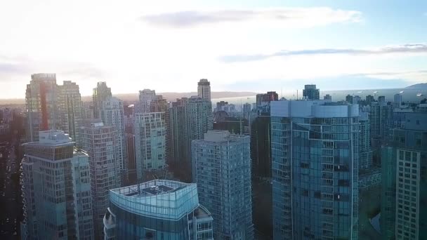 Cinematic Drone Shot Vancouver Skyline — ストック動画