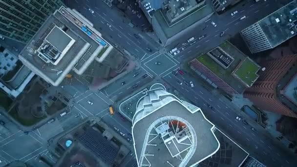 Cinematic Aerial View Busy Downtown Intersection — Wideo stockowe