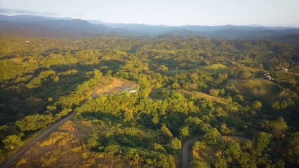 Aerial View Vast Tropical Wilderness Sunset — Wideo stockowe