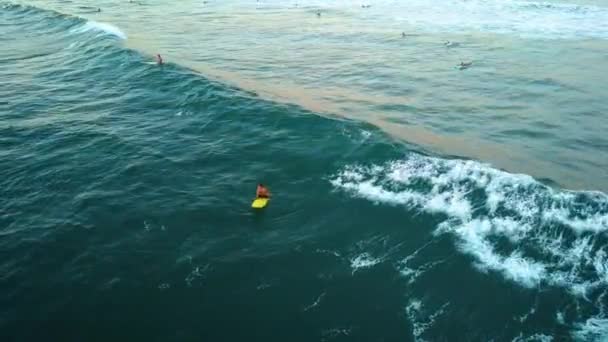 Drone Shot Man Surfing Ocean — Stock video