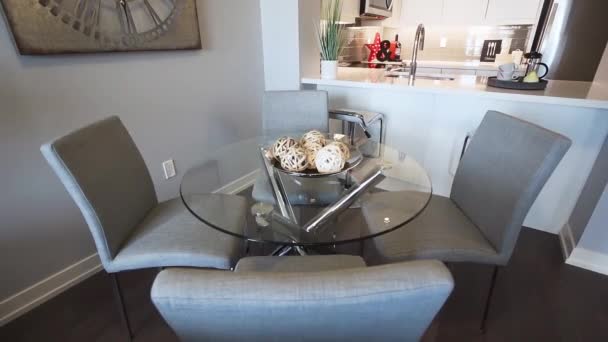 Modern Glass Table Beautiful Condo — ストック動画