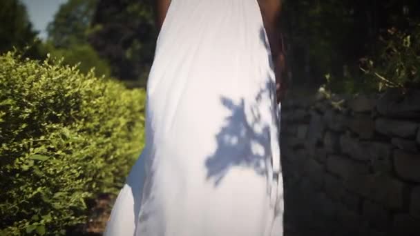 White Dress Flowing Wind Slow Motion — Vídeo de stock