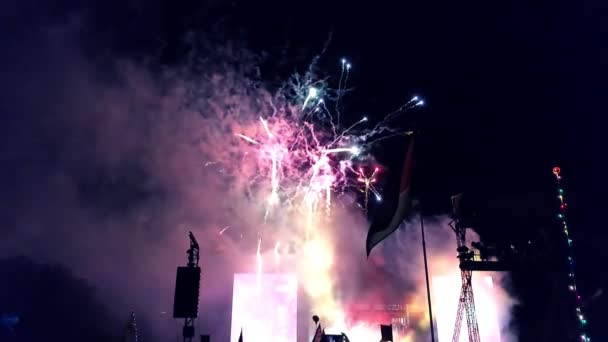 Slow Motion Concert Fireworks — Video Stock