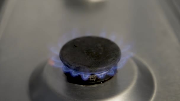 Real Gas Burner Used Cooker Hob Illustrating Turn Gas Avoid — Wideo stockowe